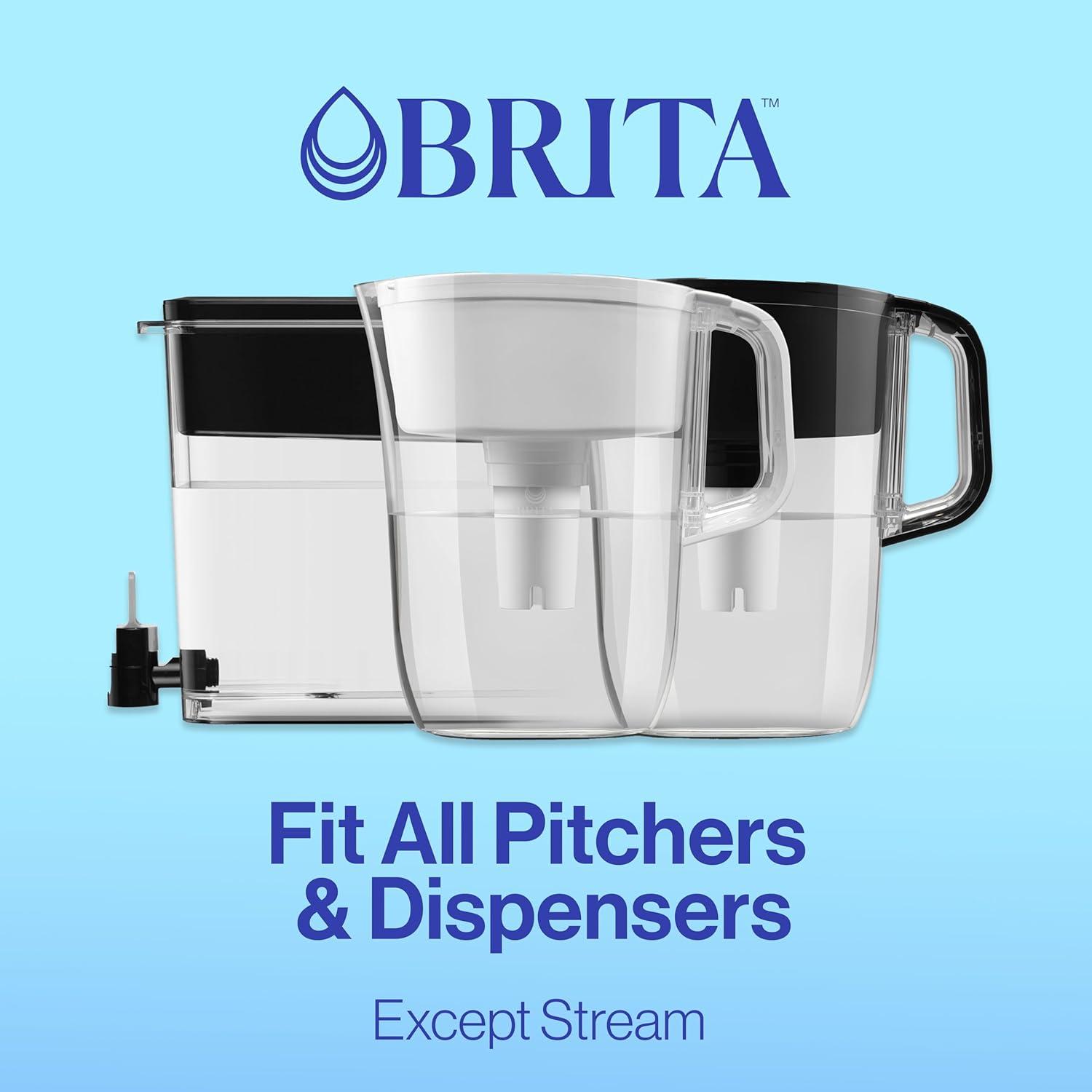 imageBrita Plus Water Filter BPAFree HighDensity Replacement Filter for Pitchers and Dispensers Reduces 2x Contaminants Lasts Two Months or 40 Gallons Includes 4 Filters4 Count