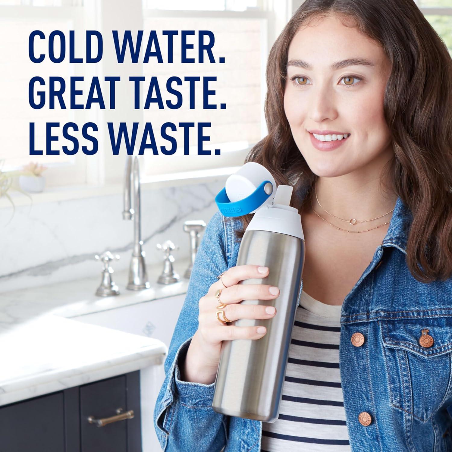 imageBrita Stainless Steel Premium Filtering Water Bottle BPAFree Reusable Insulated Replaces 300 Plastic Water Bottles Filter Lasts 2 Months or 40 Gallons Includes 1 Filter Glacier  20 ozStainless Steel