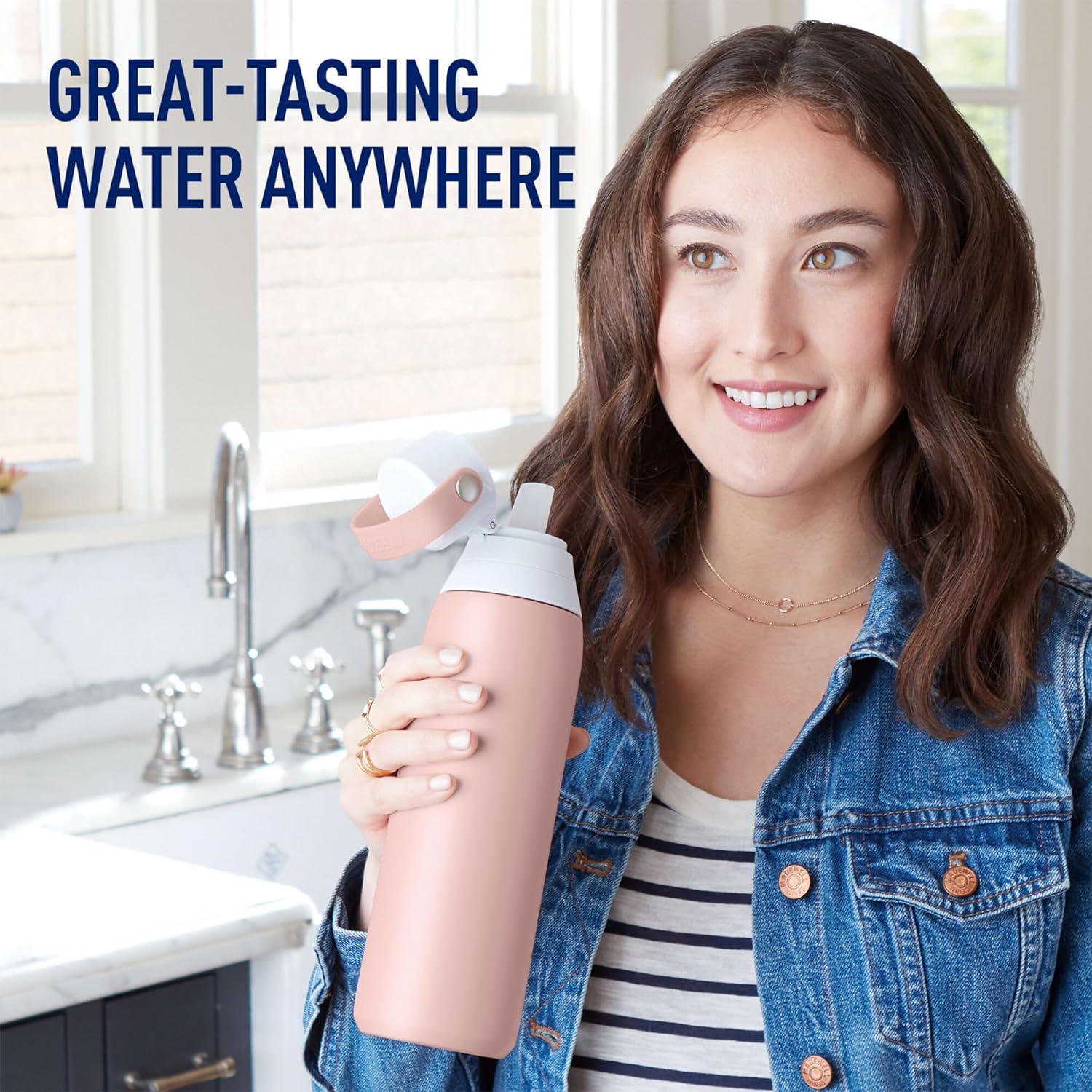 imageBrita Stainless Steel Premium Filtering Water Bottle BPAFree Reusable Insulated Replaces 300 Plastic Water Bottles Filter Lasts 2 Months or 40 Gallons Includes 1 Filter Glacier  20 ozRose