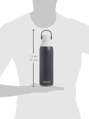 imageBrita Stainless Steel Premium Filtering Water Bottle BPAFree Reusable Insulated Replaces 300 Plastic Water Bottles Filter Lasts 2 Months or 40 Gallons Includes 1 Filter Glacier  20 ozCarbon