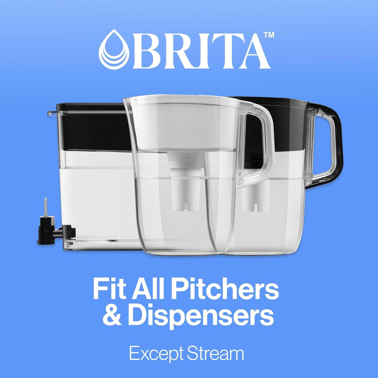 imageBrita Standard Water Filter for Pitchers and Dispensers BPAFree Reduces Copper Cadmium and Mercury Impurities Lasts Two Months or 40 Gallons Includes 2 Filters8 Count