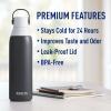 imageBrita Stainless Steel Premium Filtering Water Bottle BPAFree Reusable Insulated Replaces 300 Plastic Water Bottles Filter Lasts 2 Months or 40 Gallons Includes 1 Filter Glacier  20 ozCarbon