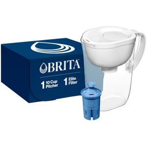 imageBrita Everyday Elite Water Filter Pitcher Removes 99 of Lead Includes 1 Filter 10Cup Capacity BlackWhite