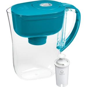 imageBrita Water Pitcher Metro Elite Filter Removes 99 of Lead Includes 1 Filter 6Cup Capacity WhiteTurquoise