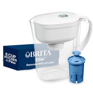 imageBrita Water Pitcher Metro Elite Filter Removes 99 of Lead Includes 1 Filter 6Cup Capacity WhiteWhite