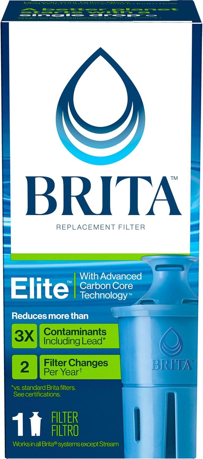 imageBrita Elite Water Filter Replacement for Pitchers and Dispensers BPAFree Reduces 99 of Lead Lasts Six Months or 120 Gallons Includes 1 Pitcher Replacement Filter1 Count Pack of 1