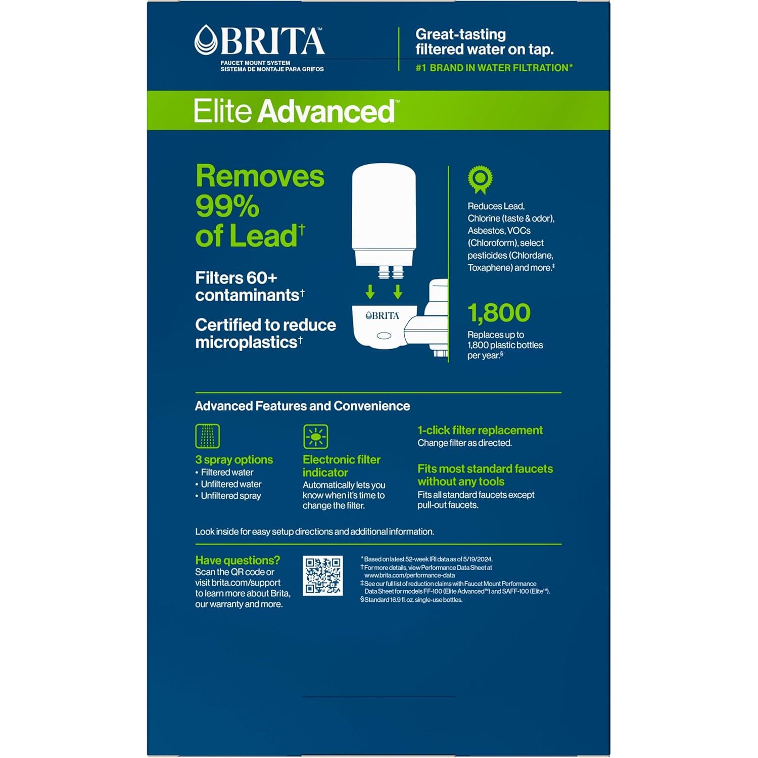 imageBrita Faucet Mount Water Filter System White NoWait Filtration Easy Install MultiUse Tap Water Filter for Kitchens Bathrooms ampamp Small Spaces1