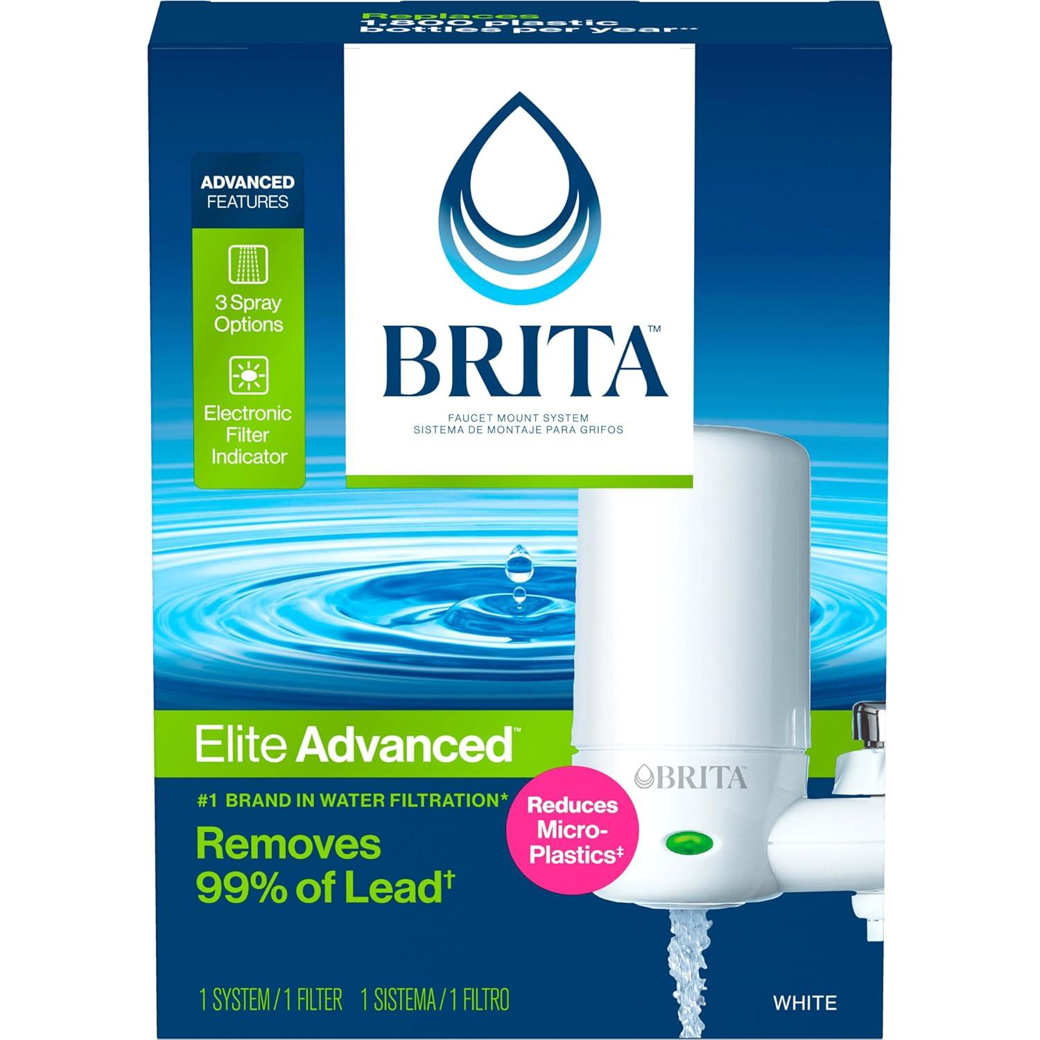 imageBrita Faucet Mount Water Filter System White NoWait Filtration Easy Install MultiUse Tap Water Filter for Kitchens Bathrooms ampamp Small SpacesComplete