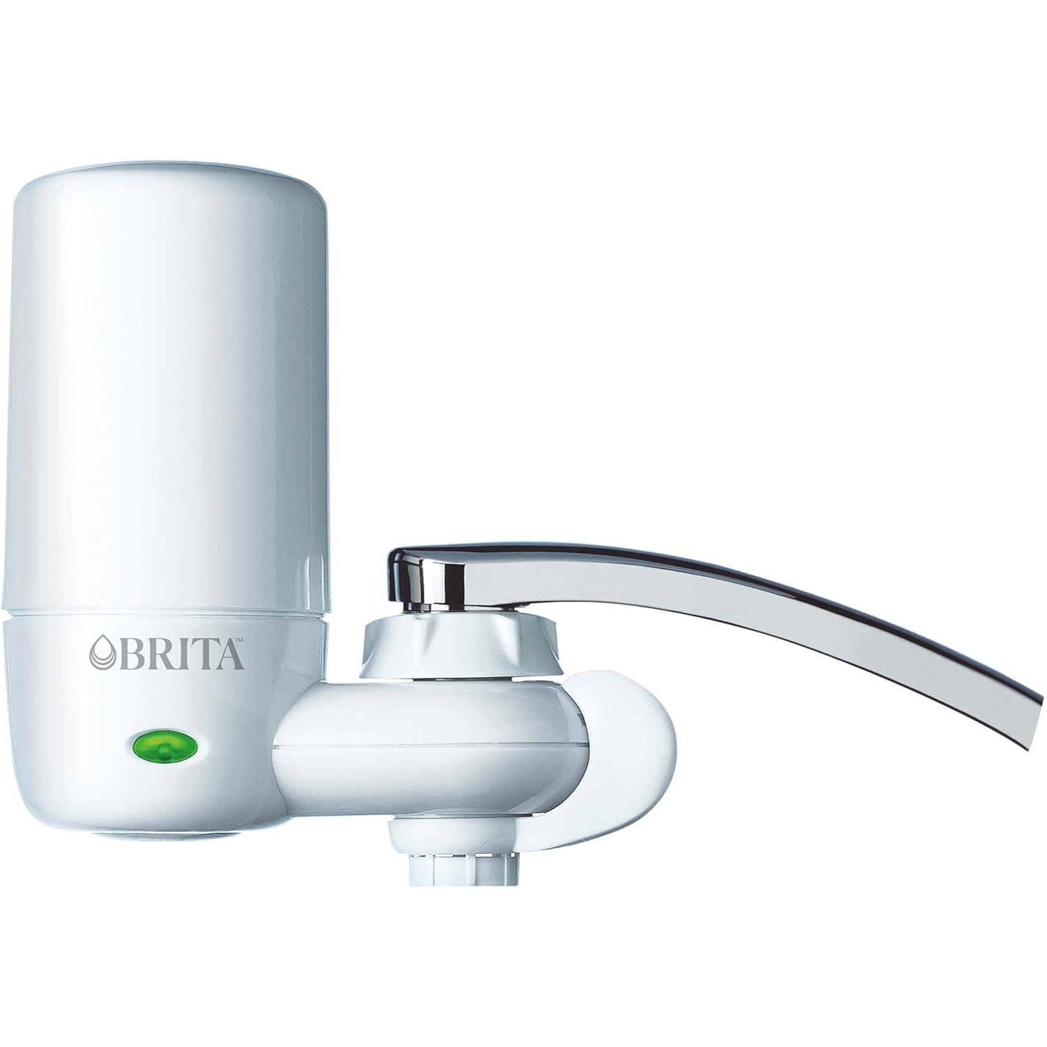imageBrita Faucet Mount Water Filter System White NoWait Filtration Easy Install MultiUse Tap Water Filter for Kitchens Bathrooms ampamp Small SpacesComplete