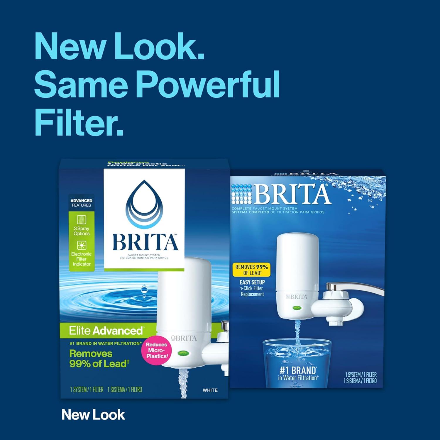 imageBrita Faucet Mount Water Filter System White NoWait Filtration Easy Install MultiUse Tap Water Filter for Kitchens Bathrooms ampamp Small SpacesComplete