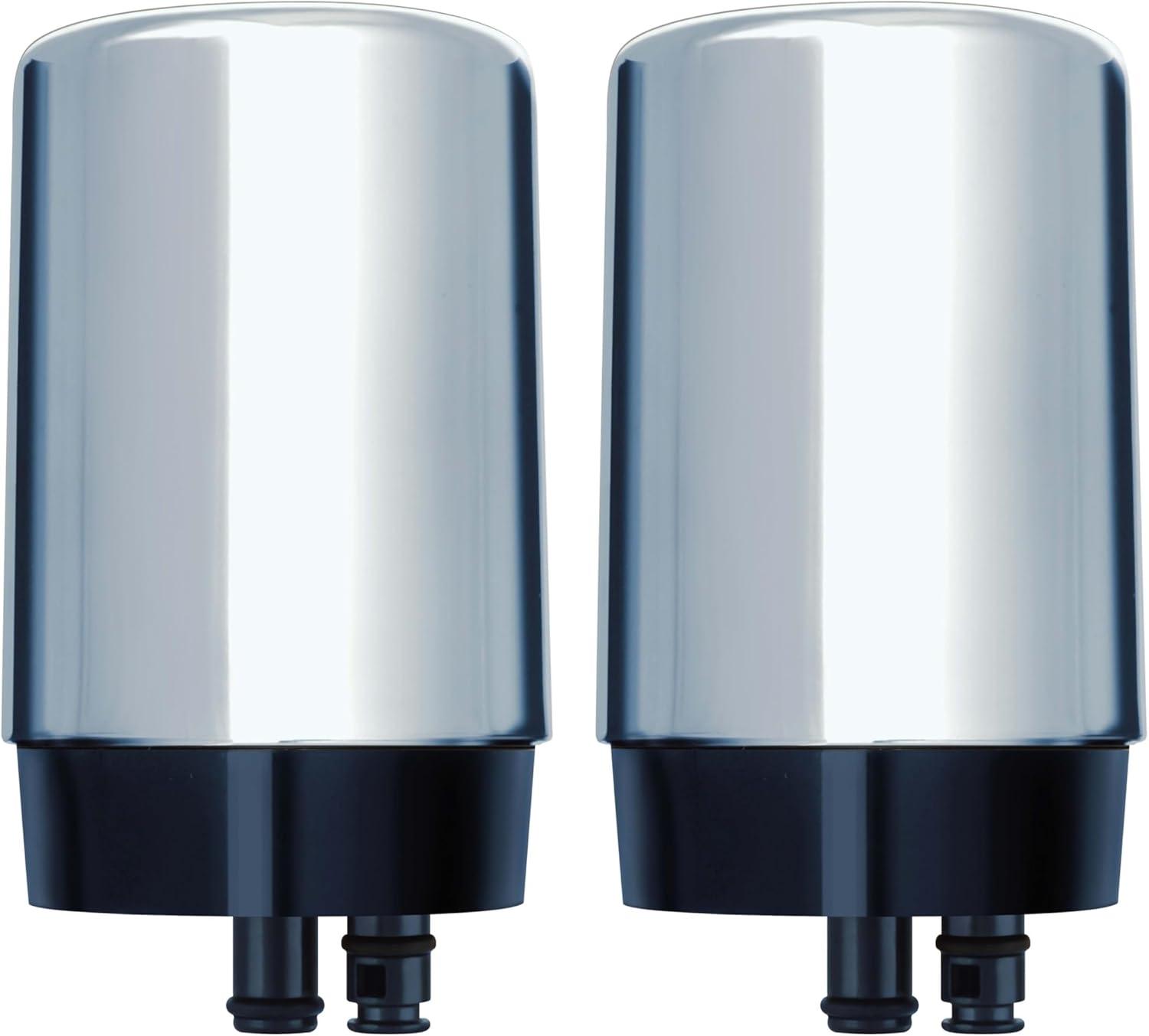 imageBrita Faucet Water Filter for Sink Water Filtration System BPAFree Reduces 99 of Lead Replaces 750 Plastic Water Bottles Lasts Four Months or 100 Gallons Includes 2 Filters Chrome