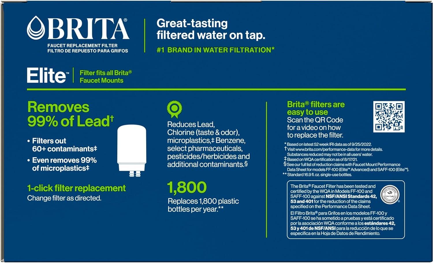 imageBrita Faucet Water Filter for Sink Water Filtration System BPAFree Replaces 750 Plastic Water Bottles Lasts Four Months or 100 Gallons Includes 3 Filters WhiteWhite