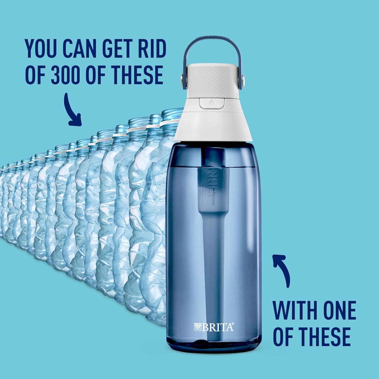 imageBrita HardSided Plastic Premium Filtering Water Bottle BPAFree Reusable Replaces 300 Plastic Water Bottles Filter Lasts 2 Months or 40 Gallons Includes 1 Filter Night Sky  36 oz