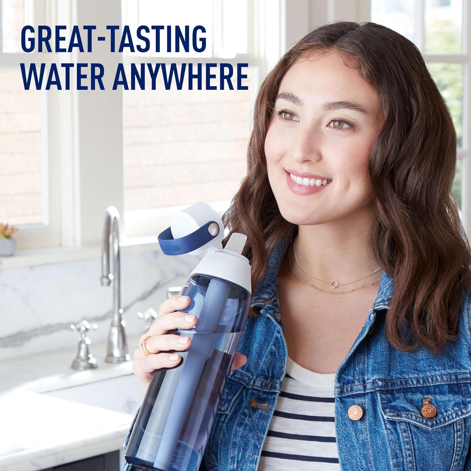 imageBrita HardSided Plastic Premium Filtering Water Bottle BPAFree Reusable Replaces 300 Plastic Water Bottles Filter Lasts 2 Months or 40 Gallons Includes 1 Filter Night Sky  26 oz