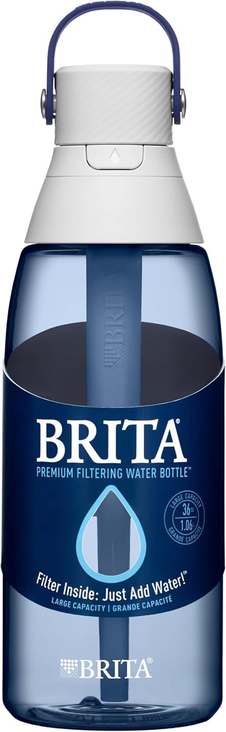 imageBrita HardSided Plastic Premium Filtering Water Bottle BPAFree Reusable Replaces 300 Plastic Water Bottles Filter Lasts 2 Months or 40 Gallons Includes 1 Filter Night Sky  36 oz