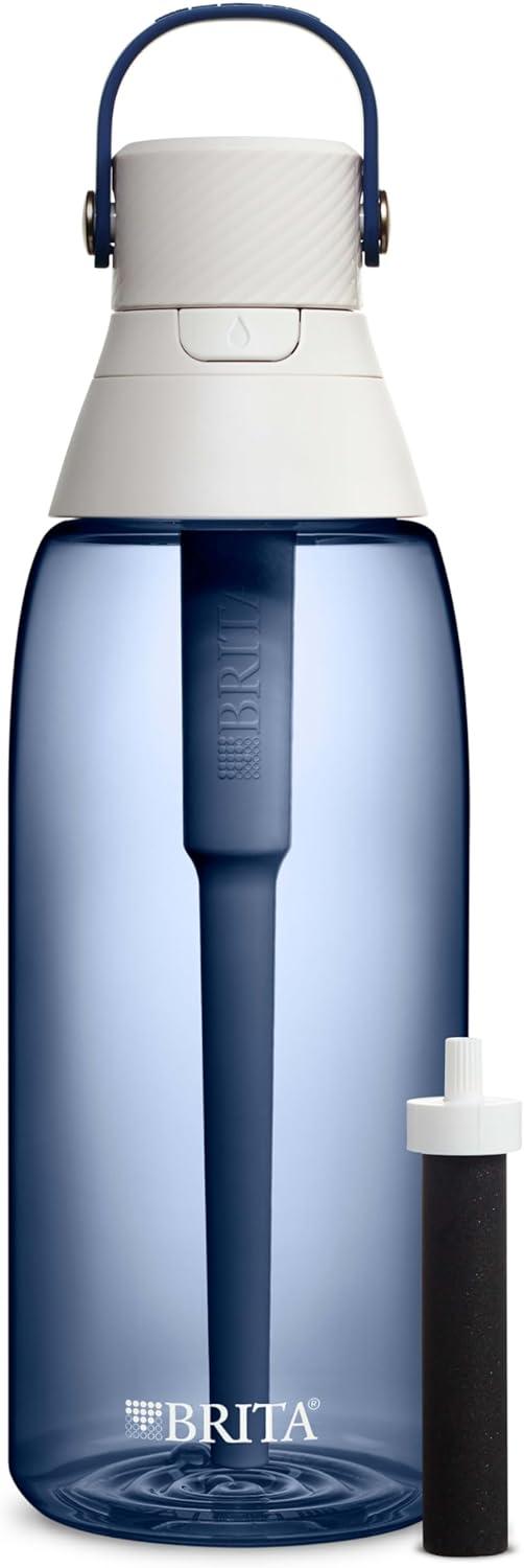 imageBrita HardSided Plastic Premium Filtering Water Bottle BPAFree Reusable Replaces 300 Plastic Water Bottles Filter Lasts 2 Months or 40 Gallons Includes 1 Filter Night Sky  36 oz