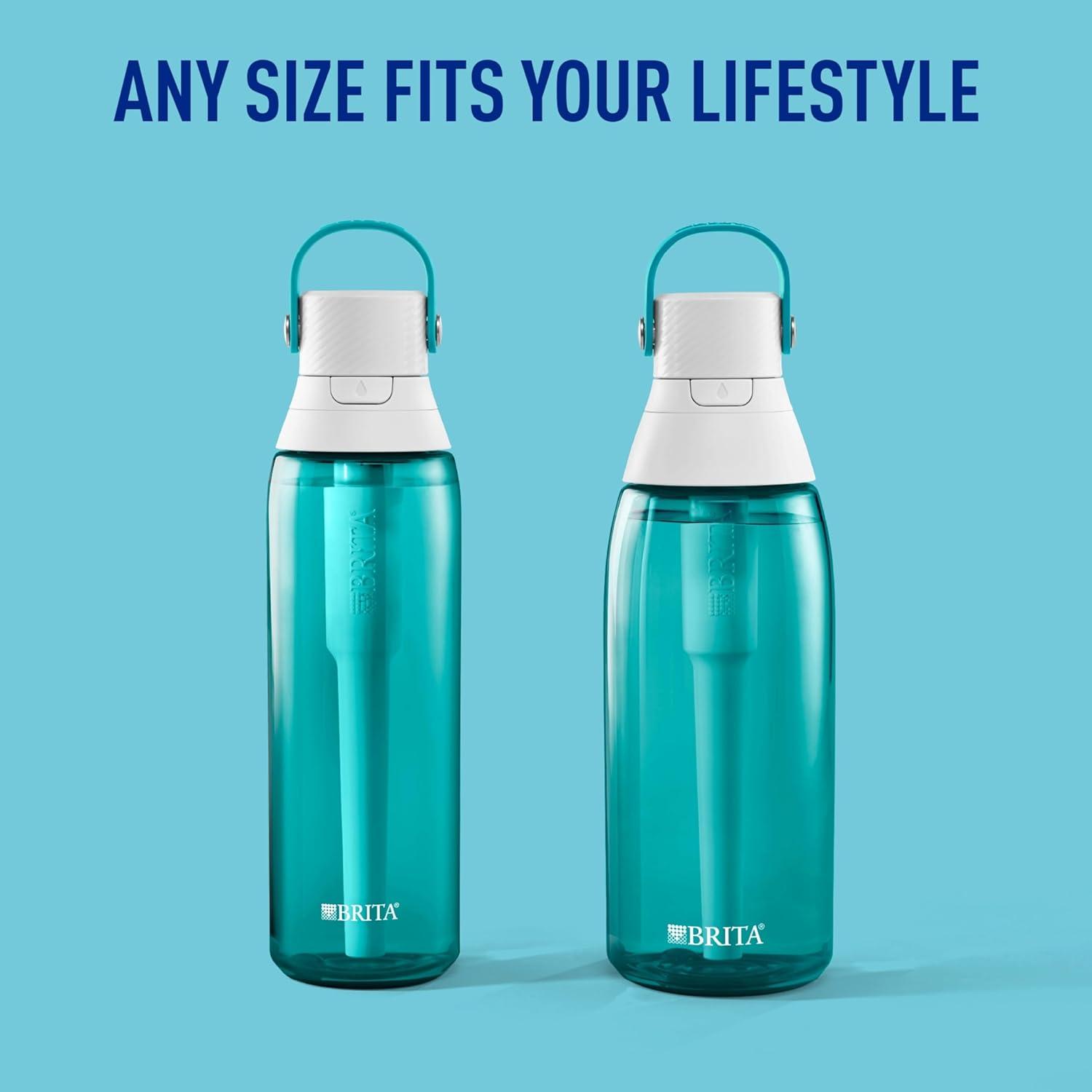 imageBrita HardSided Plastic Premium Filtering Water Bottle BPAFree Reusable Replaces 300 Plastic Water Bottles Filter Lasts 2 Months or 40 Gallons Includes 1 Filter Sea Glass  36 oz