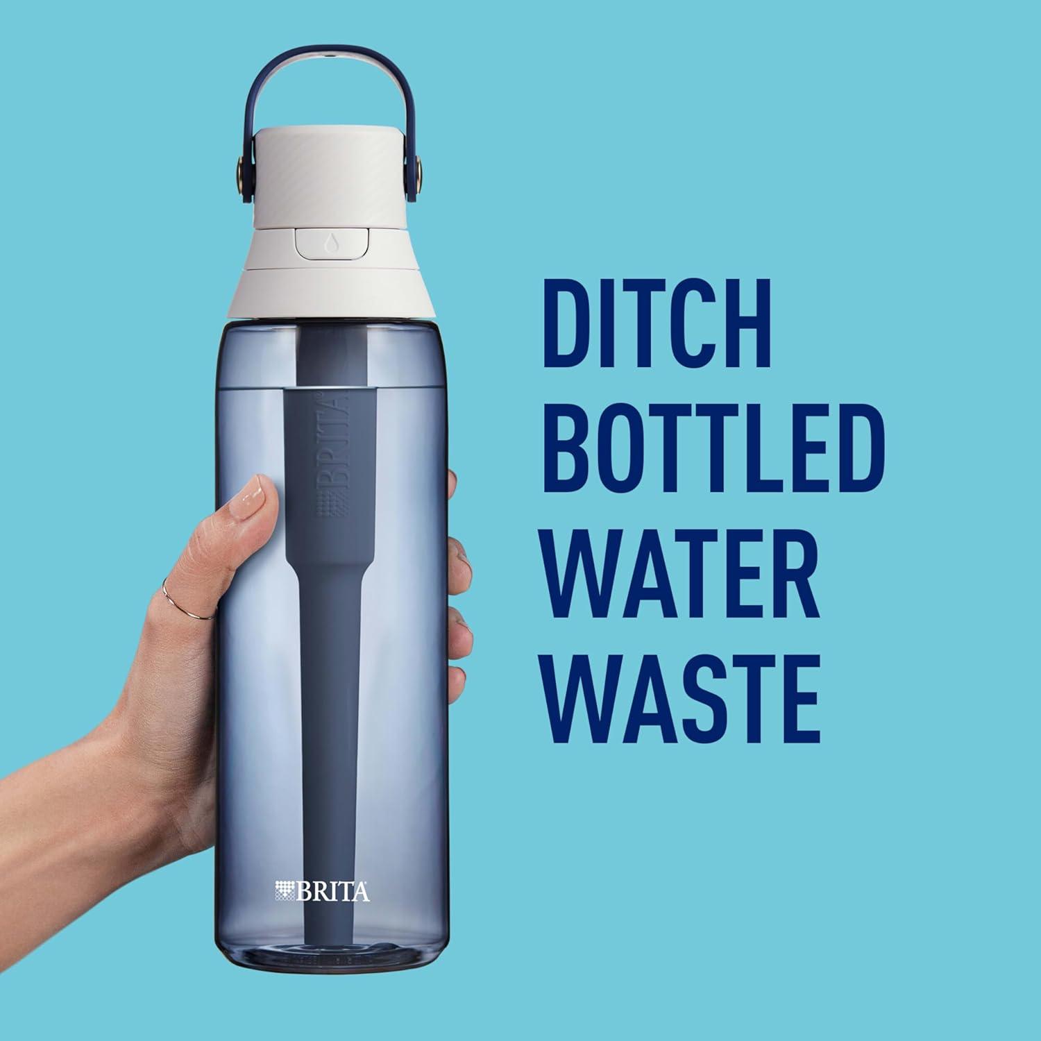 imageBrita HardSided Plastic Premium Filtering Water Bottle BPAFree Reusable Replaces 300 Plastic Water Bottles Filter Lasts 2 Months or 40 Gallons Includes 1 Filter Night Sky  26 oz