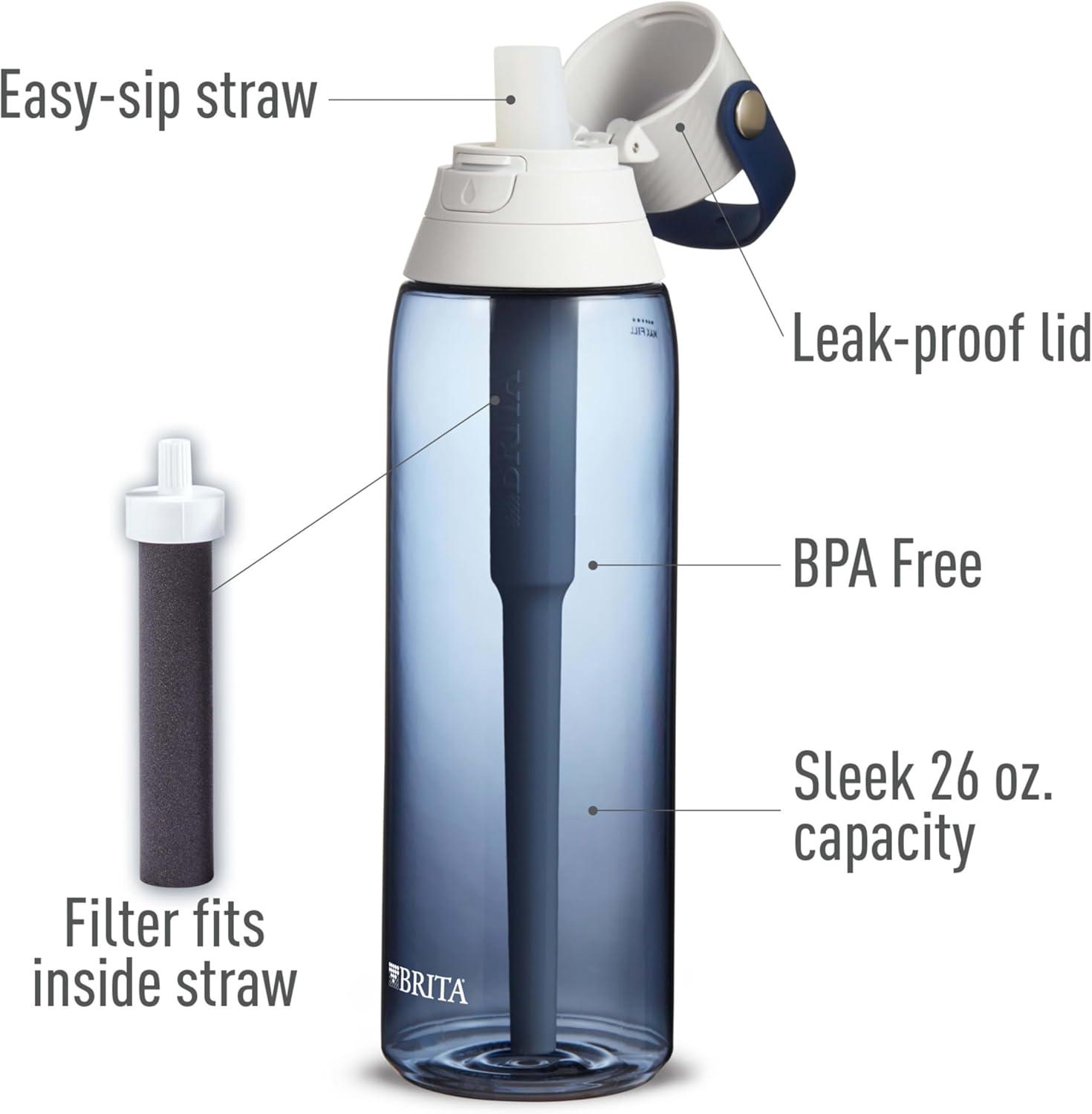 imageBrita HardSided Plastic Premium Filtering Water Bottle BPAFree Reusable Replaces 300 Plastic Water Bottles Filter Lasts 2 Months or 40 Gallons Includes 1 Filter Night Sky  26 oz