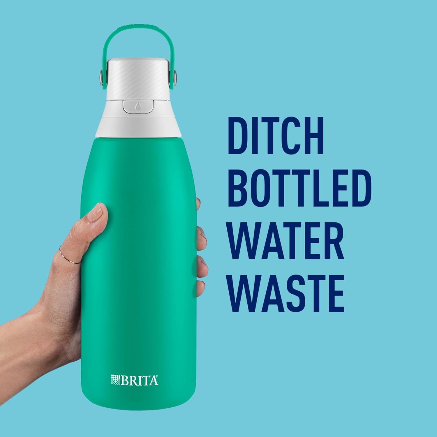 imageBrita Insulated Filtered Water Bottle with Straw Reusable Stainless Steel Metal Blue Jay 20 OunceJade
