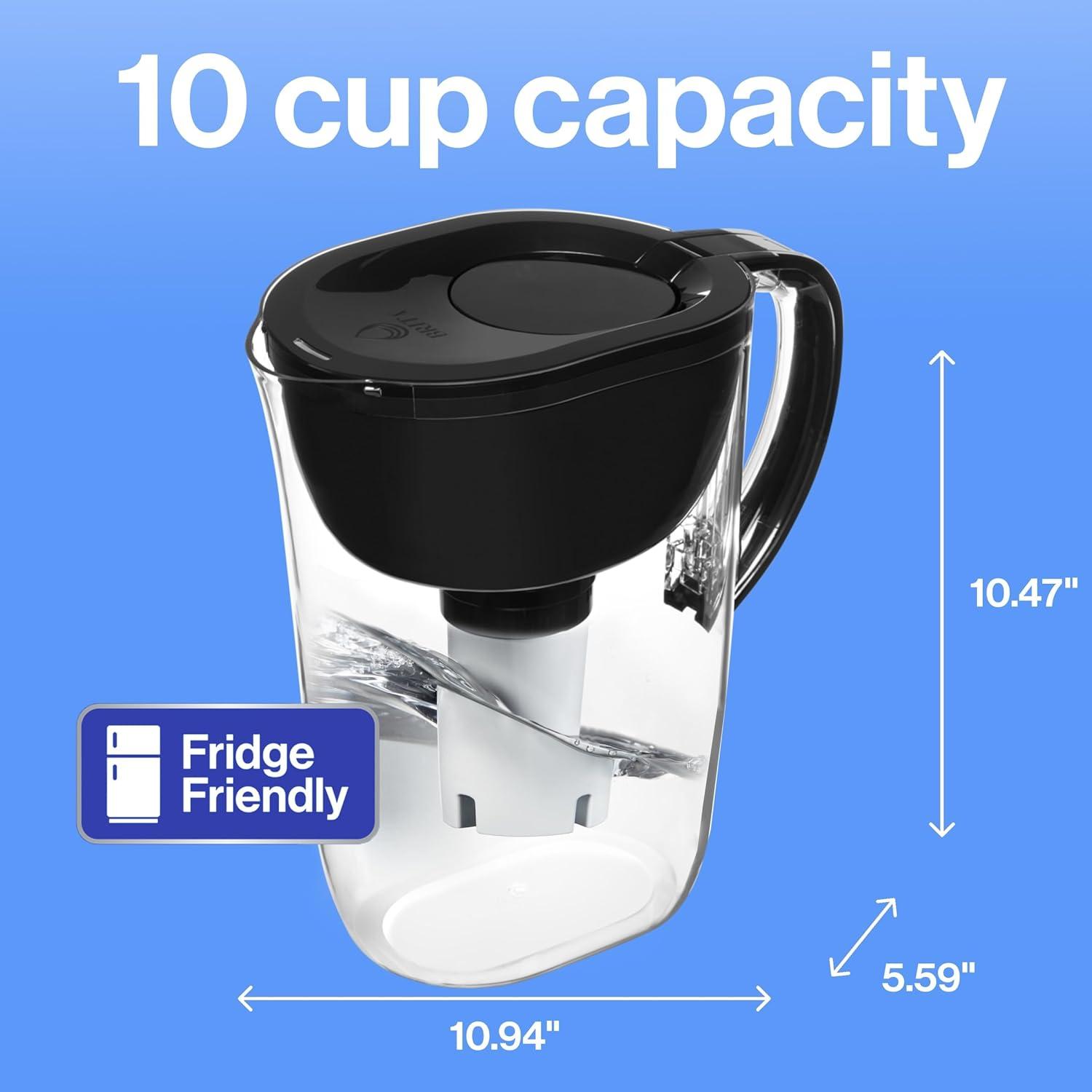 imageBrita Large Water Filter Pitcher for Tap and Drinking Water with SmartLight Change Indicator Includes 1 Standard Filter BPAFree Lasts 2 Months 10Cup Capacity Stretch Limo BlackBlack