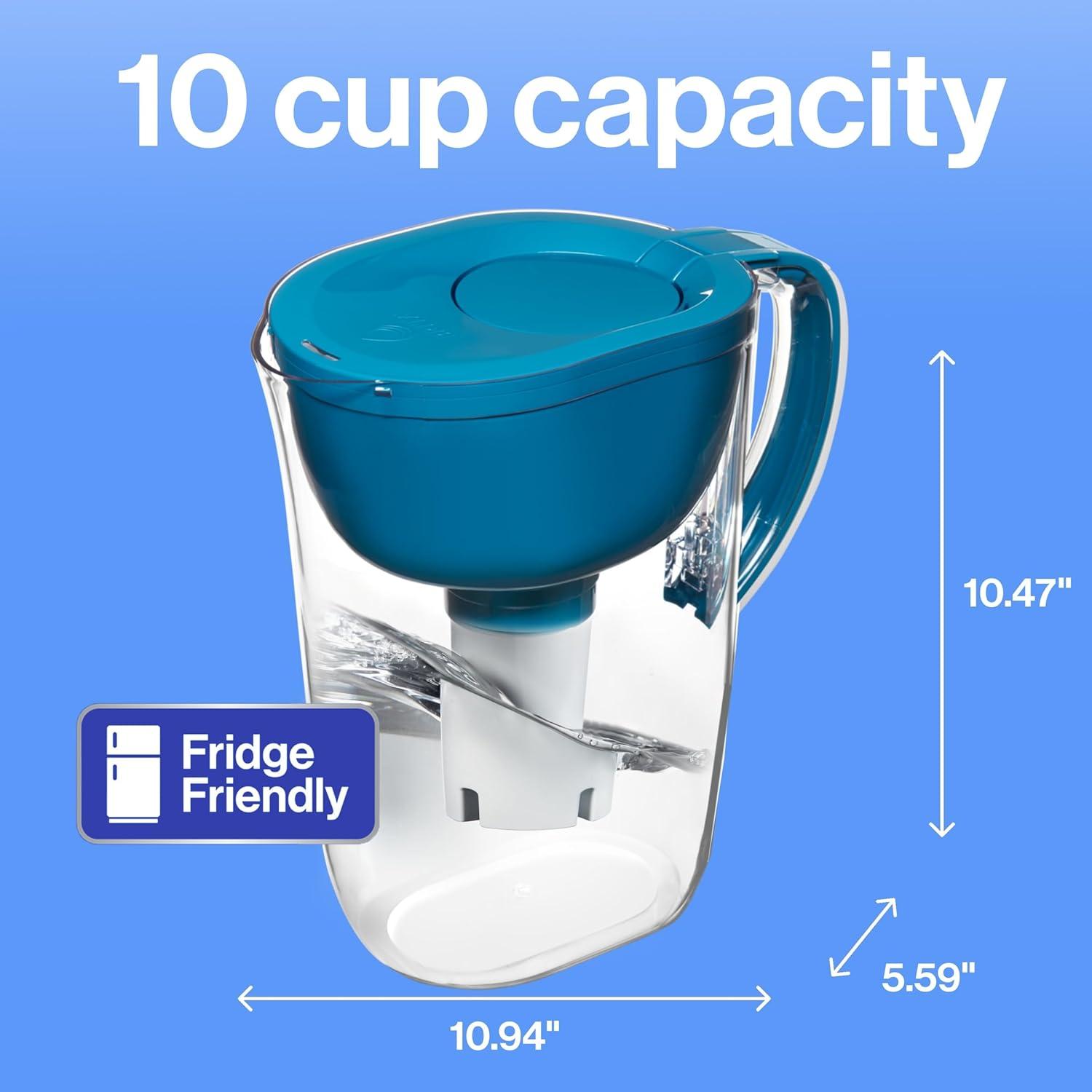 imageBrita Large Water Filter Pitcher for Tap and Drinking Water with SmartLight Change Indicator Includes 1 Standard Filter BPAFree Lasts 2 Months 10Cup Capacity Stretch Limo BlackTeal