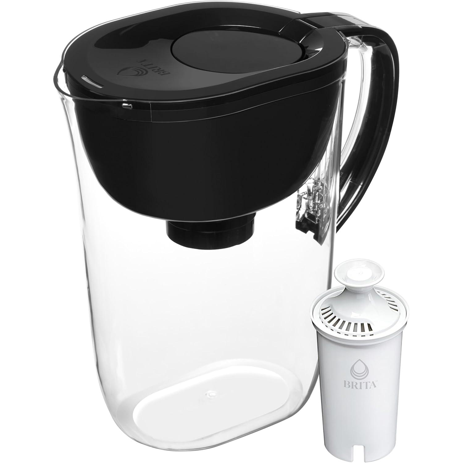 imageBrita Large Water Filter Pitcher for Tap and Drinking Water with SmartLight Change Indicator Includes 1 Standard Filter BPAFree Lasts 2 Months 10Cup Capacity Stretch Limo BlackBlack