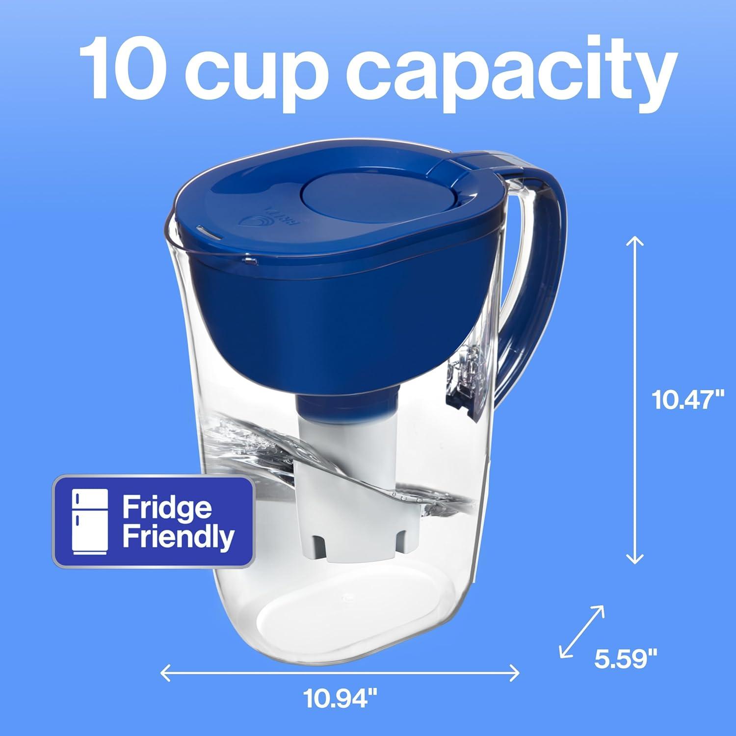 imageBrita Large Water Filter Pitcher for Tap and Drinking Water with SmartLight Change Indicator Includes 1 Standard Filter BPAFree Lasts 2 Months 10Cup Capacity Mazarine Blue