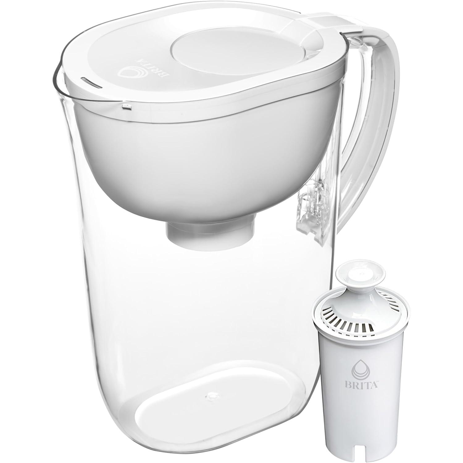 imageBrita Large Water Filter Pitcher for Tap and Drinking Water with SmartLight Change Indicator Includes 1 Standard Filter BPAFree Lasts 2 Months 10Cup Capacity Stretch Limo BlackWhite