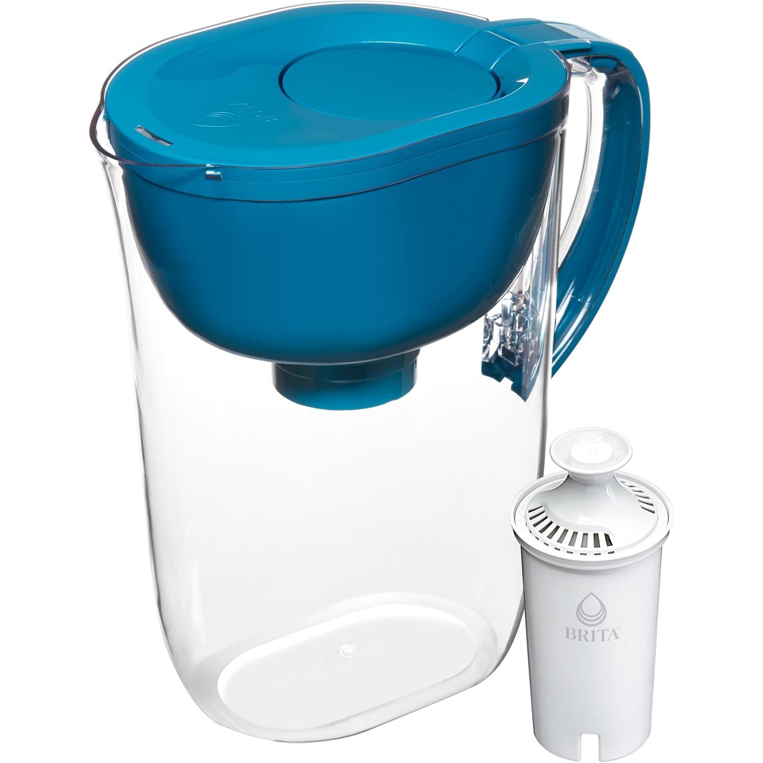 imageBrita Large Water Filter Pitcher for Tap and Drinking Water with SmartLight Change Indicator Includes 1 Standard Filter BPAFree Lasts 2 Months 10Cup Capacity Stretch Limo BlackTeal