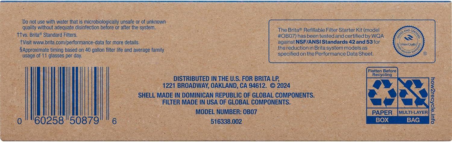 imageBrita Refillable Water Filter Refill Packs for Pitchers and Dispensers BPAFree 80 Less Plastic Each Lasts Two Months For Use with Refillable Shell Sold Separately 3 Filters1 Filter Shell  3 Refills