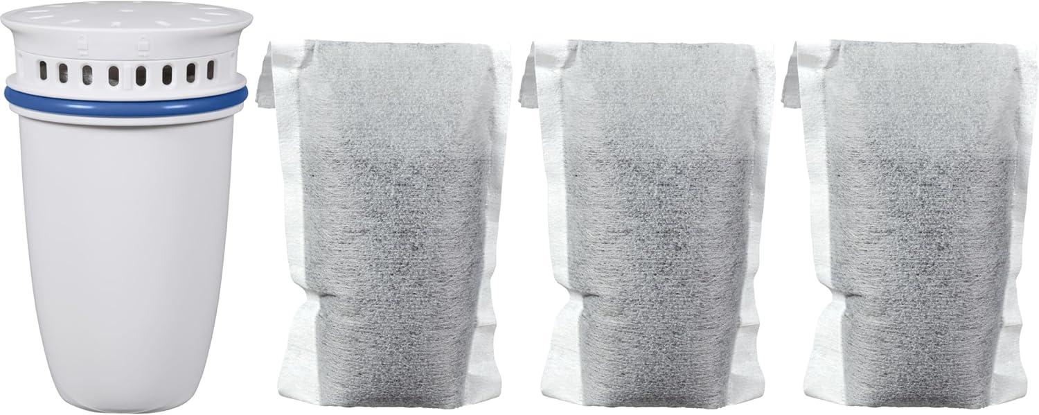 imageBrita Refillable Water Filter Refill Packs for Pitchers and Dispensers BPAFree 80 Less Plastic Each Lasts Two Months For Use with Refillable Shell Sold Separately 3 Filters1 Filter Shell  3 Refills