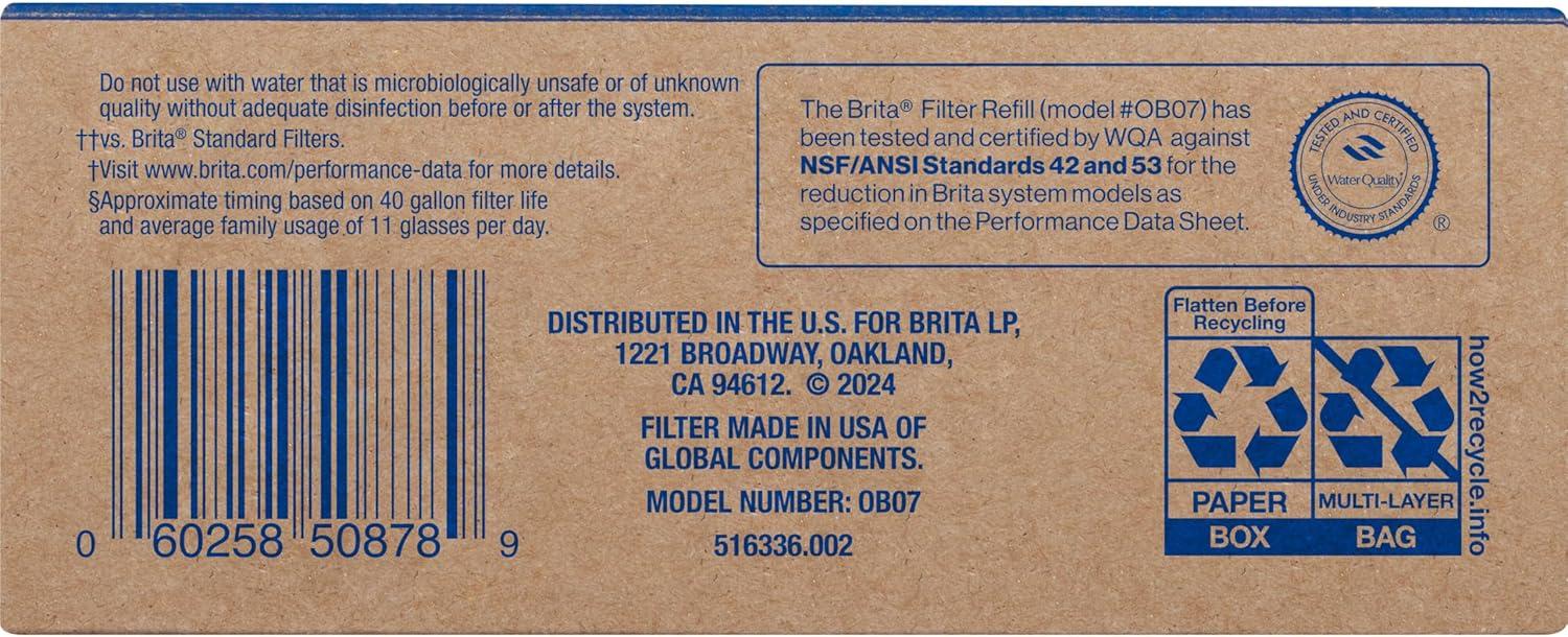 imageBrita Refillable Water Filter Refill Packs for Pitchers and Dispensers BPAFree 80 Less Plastic Each Lasts Two Months For Use with Refillable Shell Sold Separately 3 Filters3 Refills