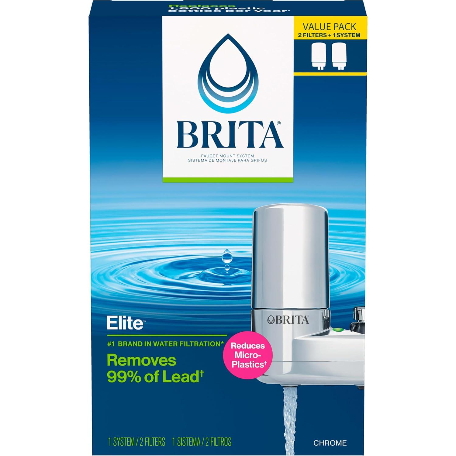 imageBrita Replacement Water Filter for Faucet Mount Removes 99 of Lead Sink Filtration System Chrome 3 Count1