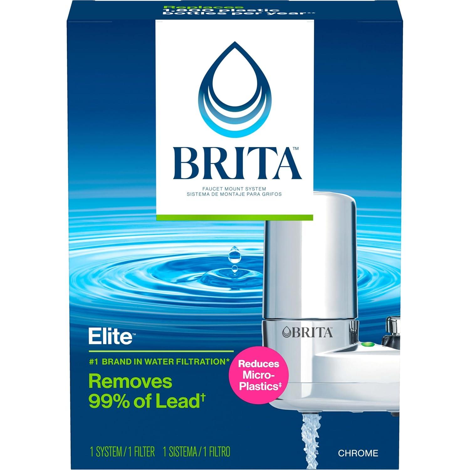imageBrita Replacement Water Filter for Faucet Mount Removes 99 of Lead Sink Filtration System Chrome 3 Count1 ct