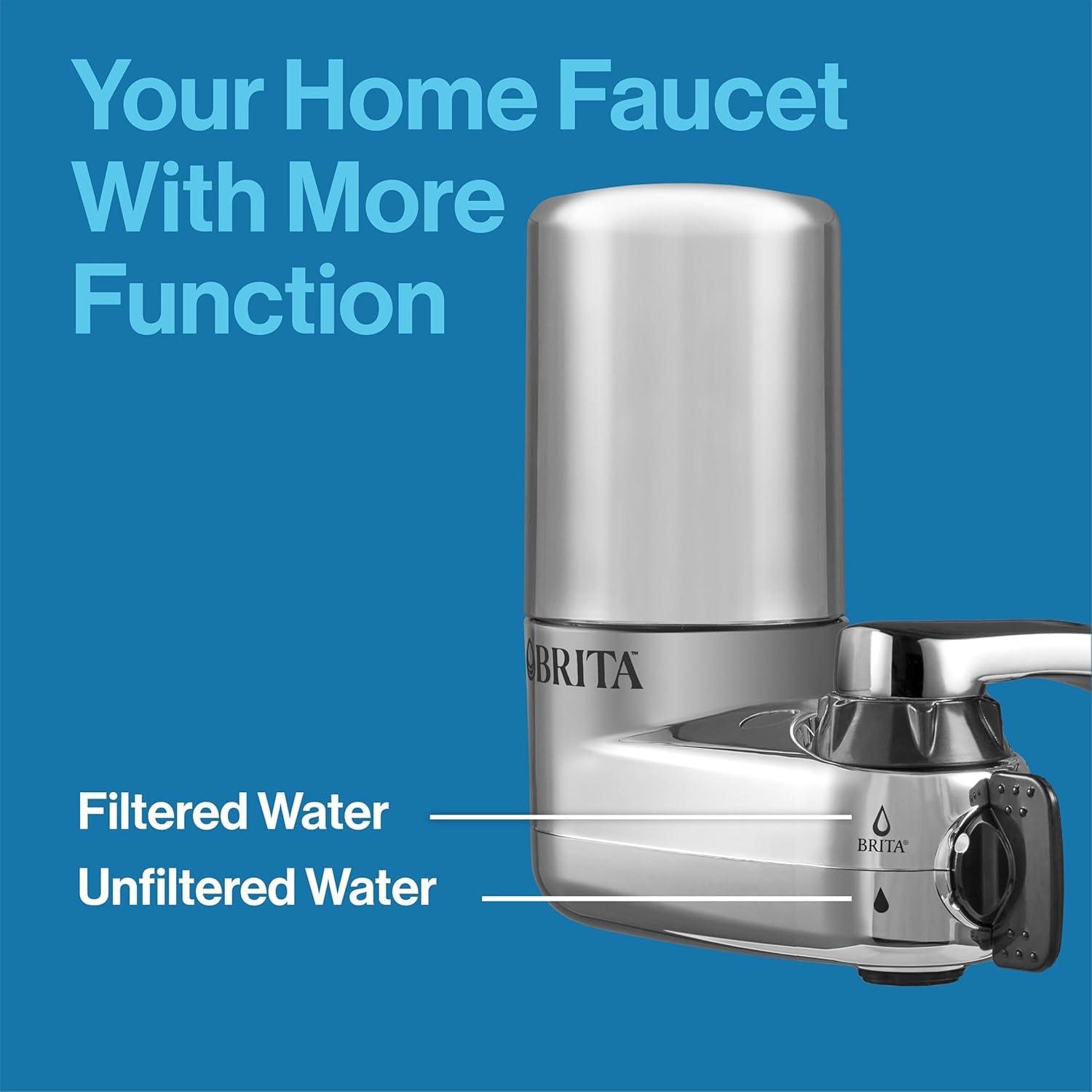 imageBrita Replacement Water Filter for Faucet Mount Removes 99 of Lead Sink Filtration System Chrome 3 Count1 ct