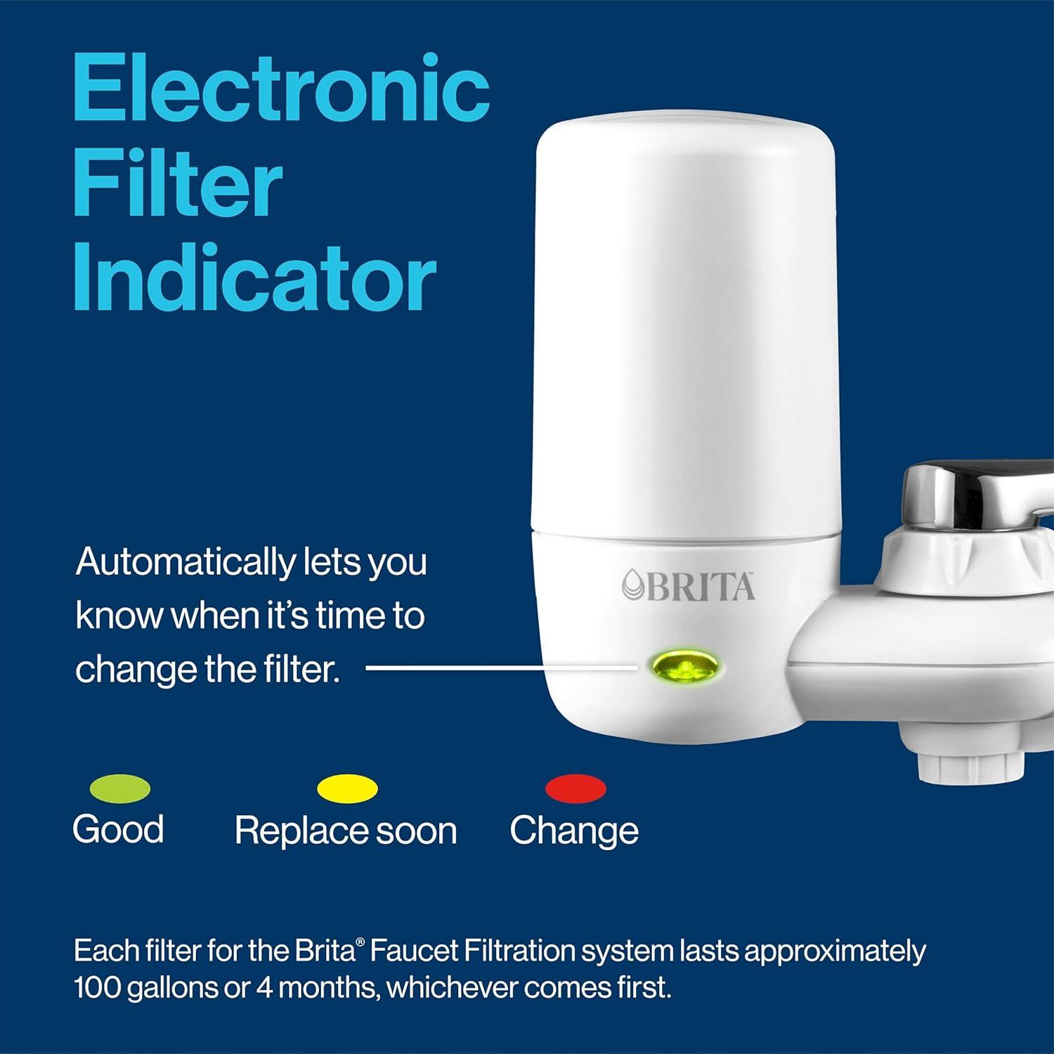 imageBrita Replacement Water Filter for Faucet Mount Removes 99 of Lead Sink Filtration System Chrome 3 Count3 ct