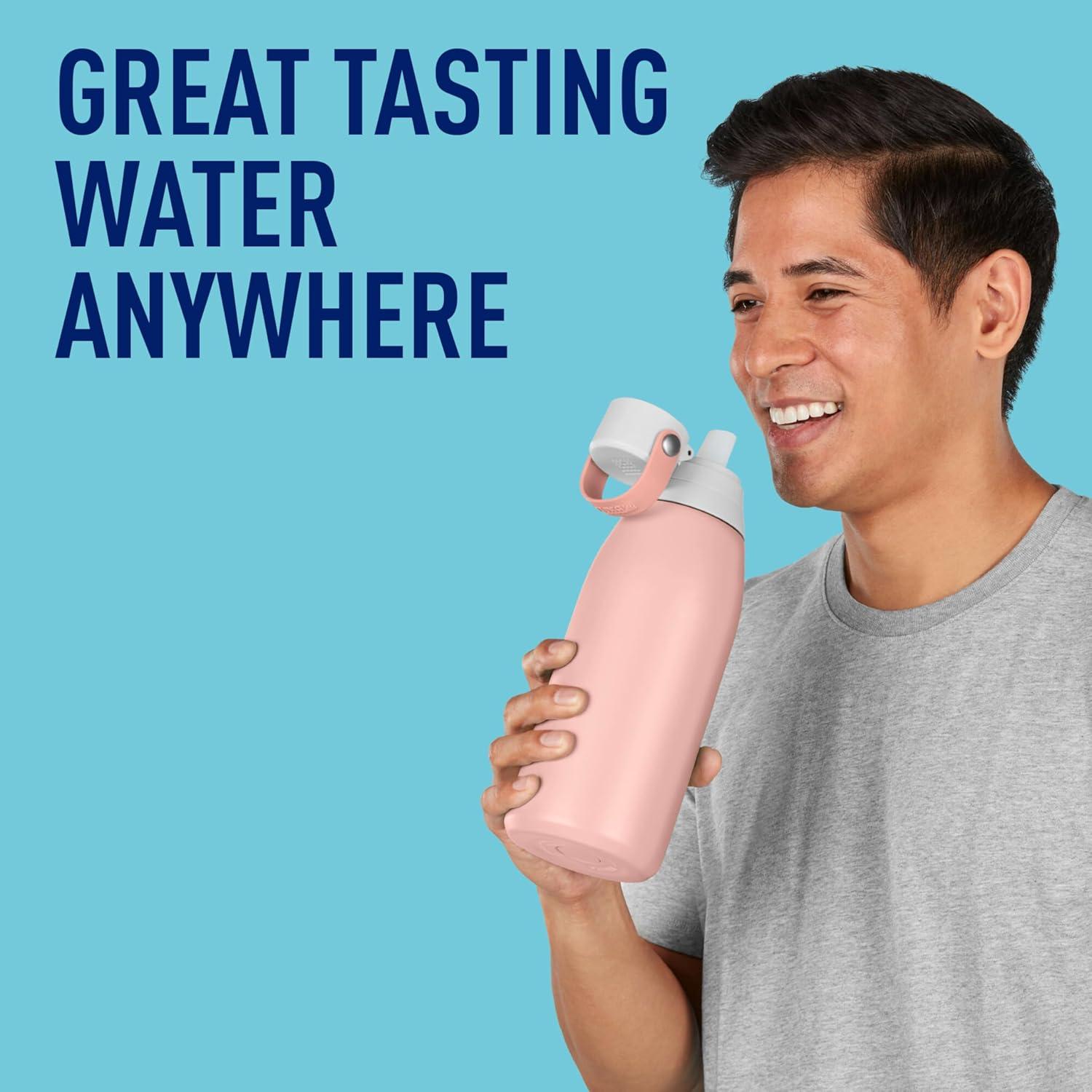 imageBrita Stainless Steel Premium Filtering Water Bottle BPAFree Reusable Insulated Replaces 300 Plastic Water Bottles Filter Lasts 2 Months or 40 Gallons Includes 1 Filter Rose  32 oz32 Ounces Pack of 12