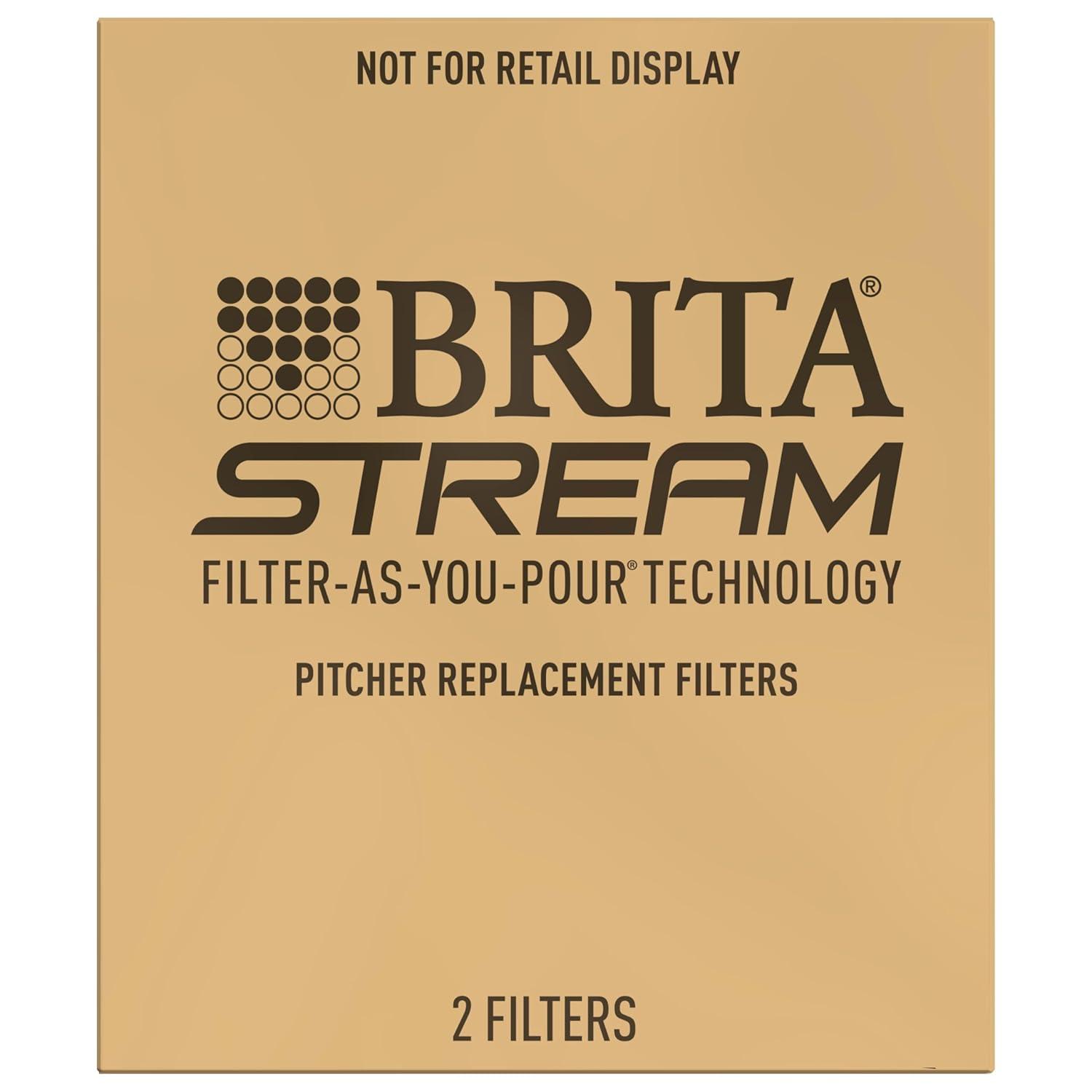 imageBrita Stream Pitcher Water Filter for Pitchers and Dispensers BPAFree Replaces 1800 Plastic Water Bottles a Year Lasts Two Months or 40 Gallons Includes 2 Filters