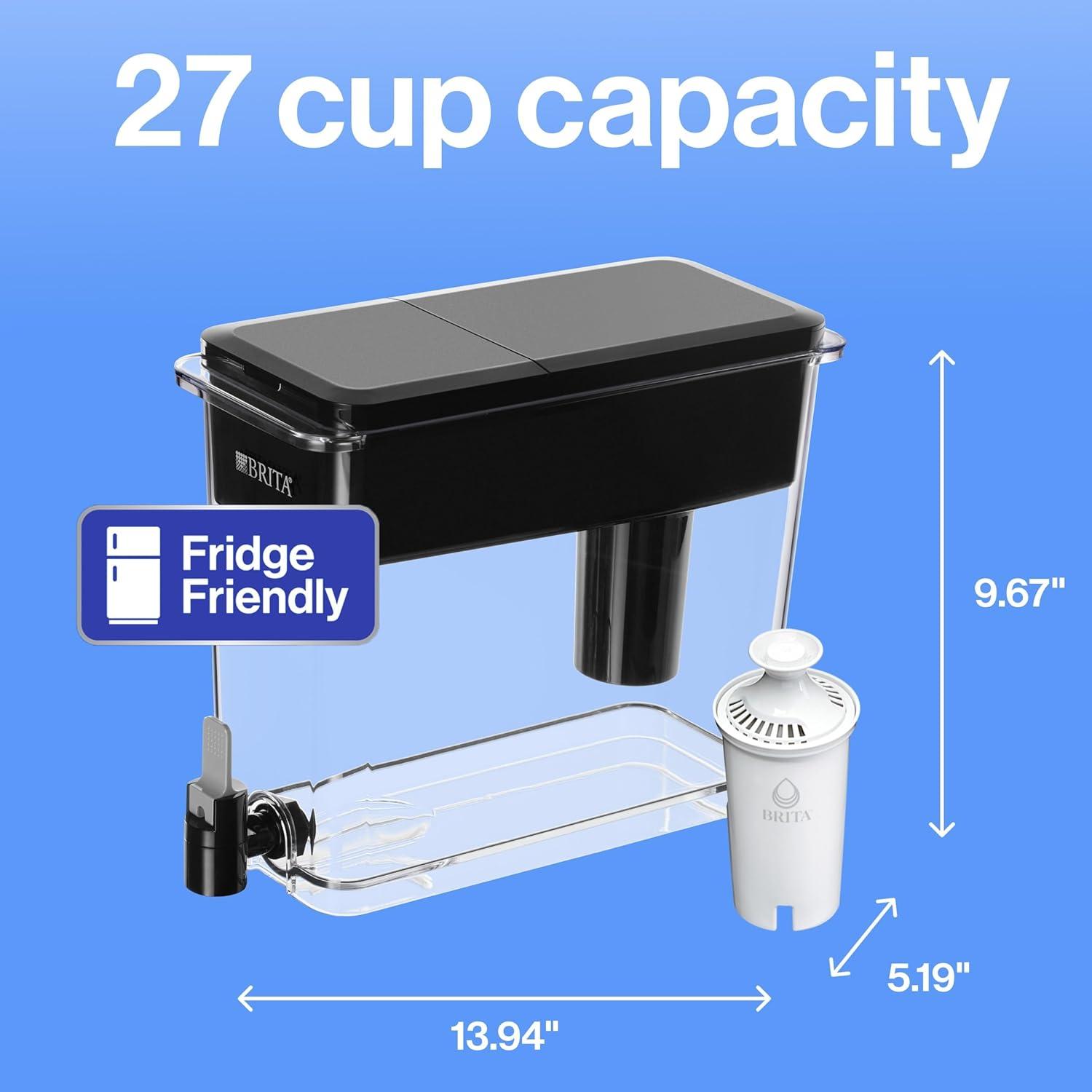 imageBrita UltraMax Large Water Dispenser With Standard Filter BPAFree Reduces Copper Cadmium and Mercury Impurities Lasts 2 Months or 40 Gallons Includes 1 Filter Kitchen Accessories Large 27Cup
