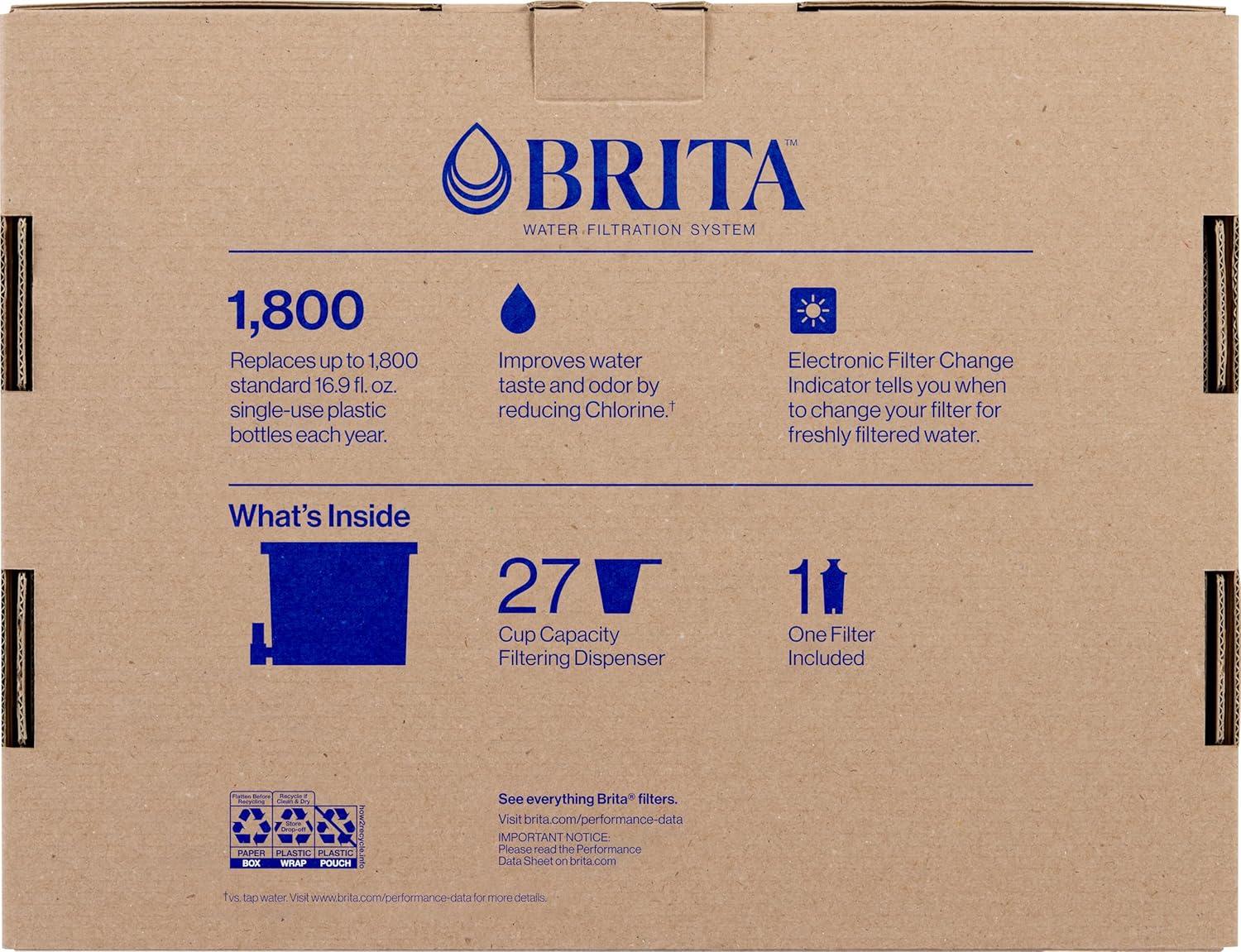 imageBrita UltraMax Large Water Dispenser with 1 BritaPlus Filter 27 Cup capacity Black Package May VaryWhite