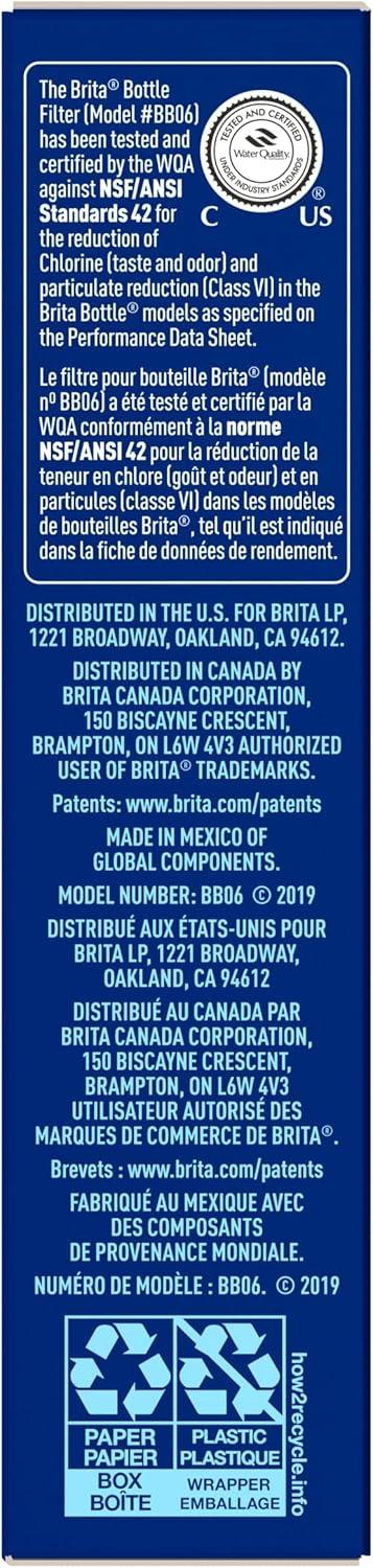 imageBrita Water Bottle Replacement Filters BPAFree Replaces 1800 Plastic Water Bottles a Year Lasts Two Months or 40 Gallons Includes 3 Filters