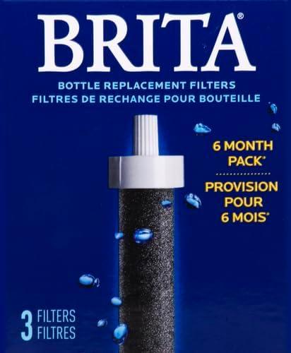 imageBrita Water Bottle Replacement Filters BPAFree Replaces 1800 Plastic Water Bottles a Year Lasts Two Months or 40 Gallons Includes 3 Filters