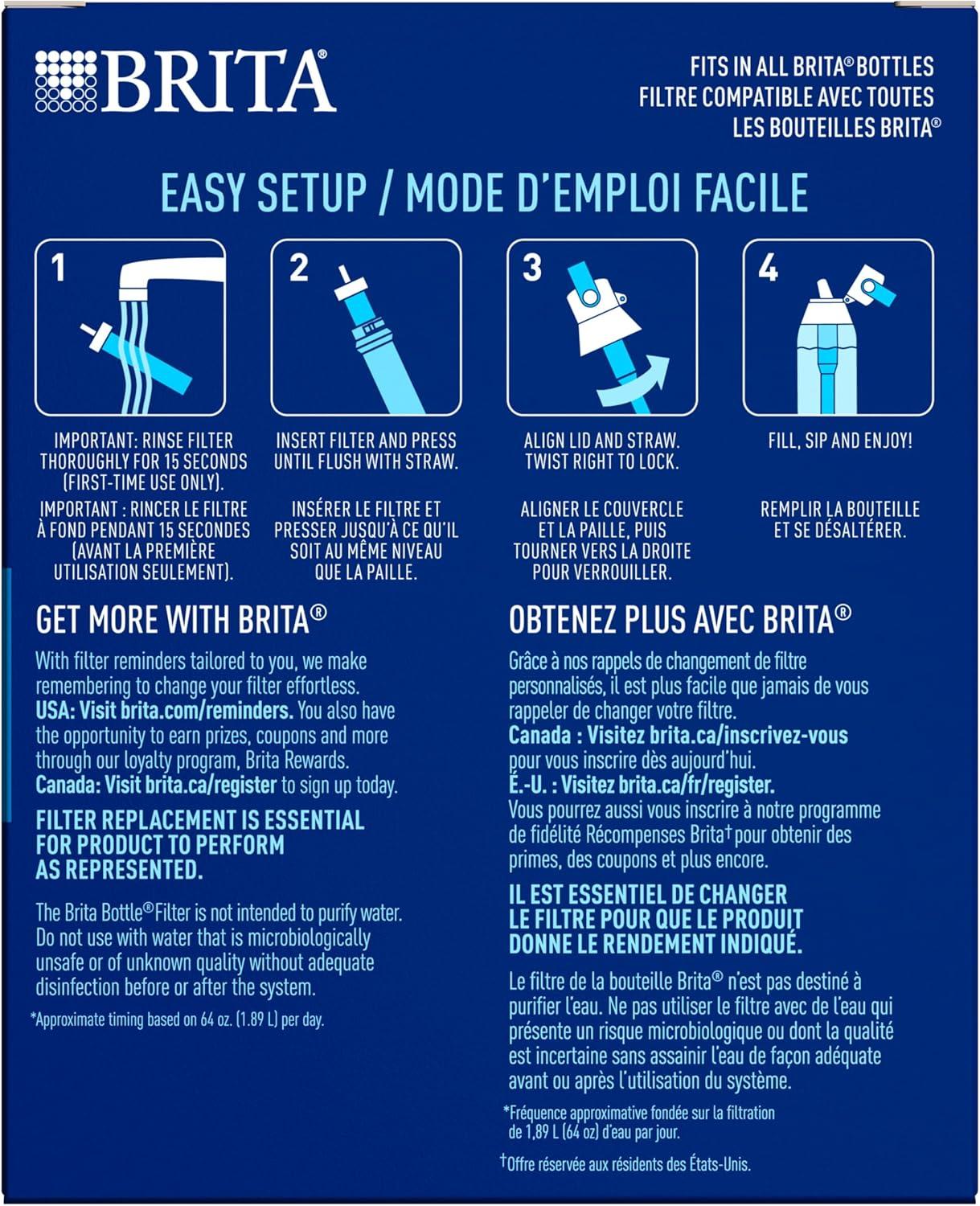 imageBrita Water Bottle Replacement Filters BPAFree Replaces 1800 Plastic Water Bottles a Year Lasts Two Months or 40 Gallons Includes 6 Filters6 ct