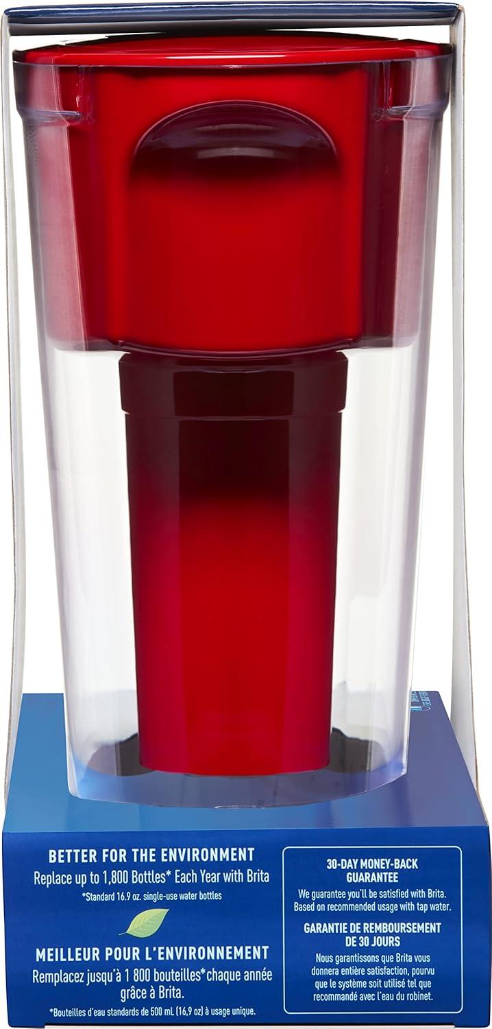 imageBrita Water Filter Pitcher for Tap and Drinking Water with 1 Standard Filter Lasts 2 Months 6Cup Capacity BPA Free Red