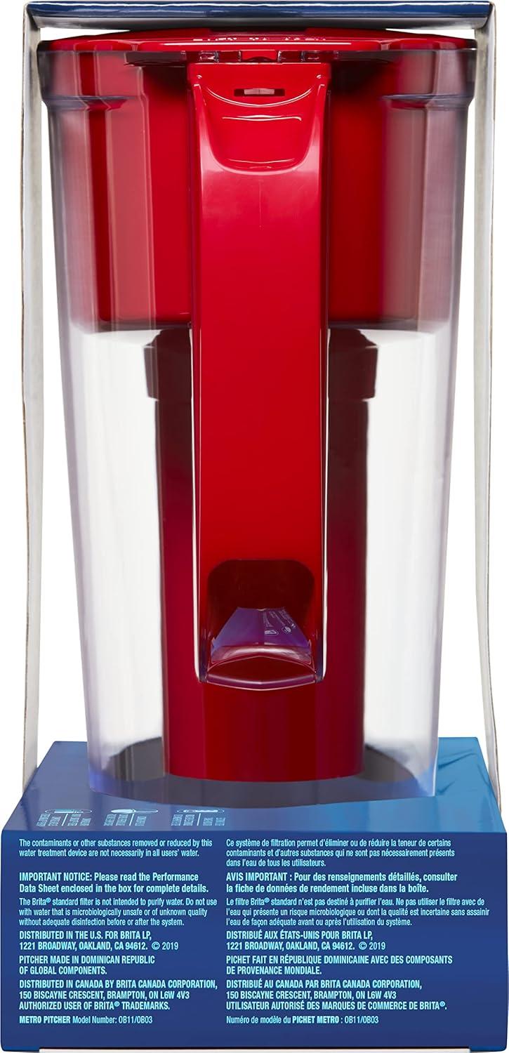 imageBrita Water Filter Pitcher for Tap and Drinking Water with 1 Standard Filter Lasts 2 Months 6Cup Capacity BPA Free Red