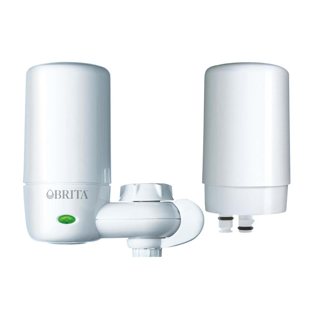 imageBrita Faucet Mount Water Filter System White NoWait Filtration Easy Install MultiUse Tap Water Filter for Kitchens Bathrooms ampamp Small Spaces1