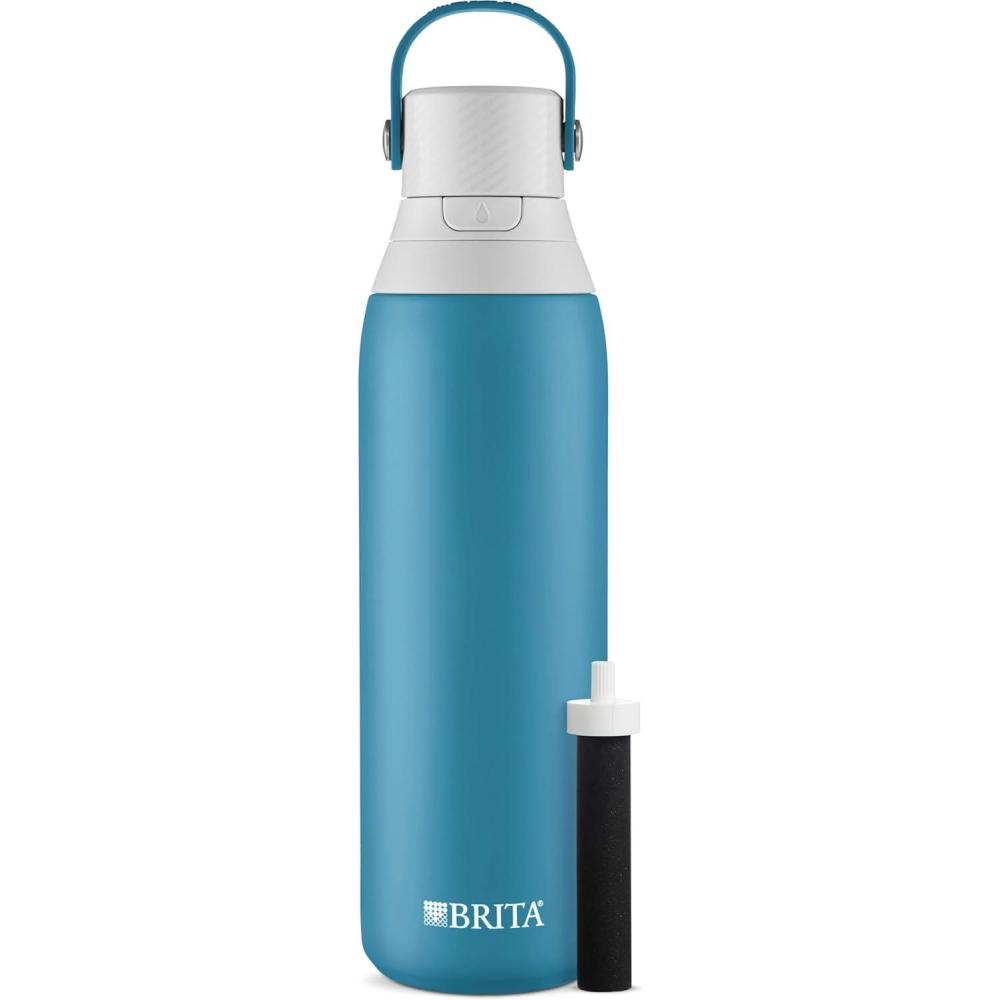 imageBrita Insulated Filtered Water Bottle with Straw Reusable Stainless Steel Metal Blue Jay 20 OunceBlue Jay