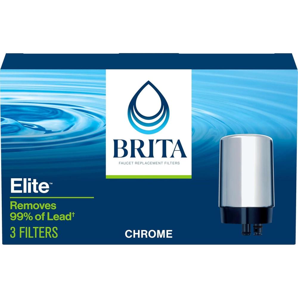 imageBrita Replacement Water Filter for Faucet Mount Removes 99 of Lead Sink Filtration System Chrome 3 Count3 ct