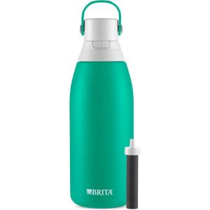 imageBrita Insulated Filtered Water Bottle with Straw Reusable Stainless Steel Metal Blue Jay 20 OunceJade